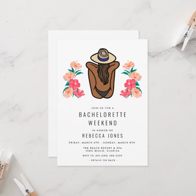 Invitación Viaje de fin de semana para soltera Tropical Beach (Anverso/Reverso In Situ)