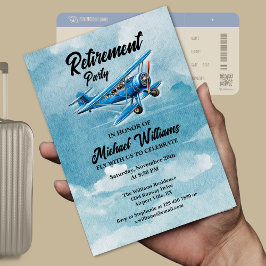 Invitación Viaje de Jubilación Viaje Tema Fiesta Avión Vintag