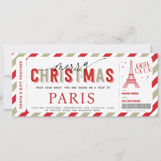 Invitación Viaje de navidades a París (Anverso)
