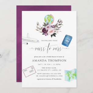 Invitación Viaje De Terciopelo Profundo De Miss A Sra. Bridal