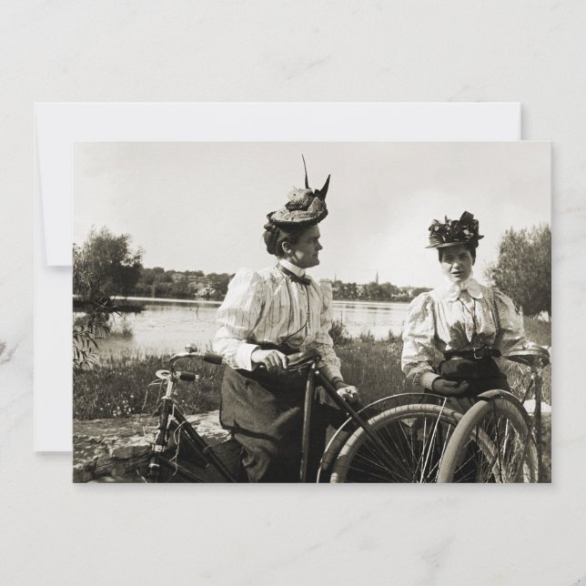 Invitación Viaje en bicicleta de los años 1890: Mujer en la e (Anverso)