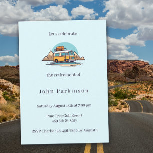 Invitación Viaje en furgoneta camper de fiesta de jubilación