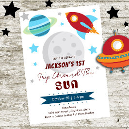 Invitación Viaje espacial por el primer cumpleaños del sol