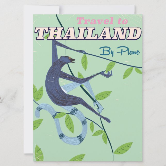 Invitación Viaje impreso en Mono de Tailandia (Anverso)