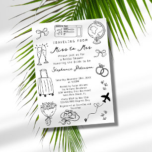 Invitación Viaje Retro de Señorita a Señora: Despedida de Sol