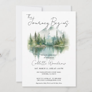 Invitación Viaje rústico por bosque comienza acuarela