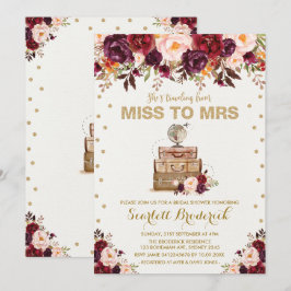 Invitación Viajero de Floral Vintage a la Sra. Marsala Gold