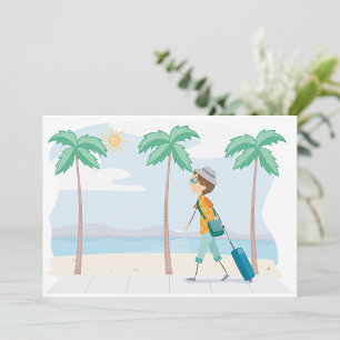 Invitación Viajero de vacaciones tropicales viaje en playa di