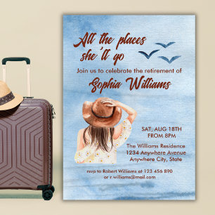Invitación viajes de jubilación a todos los lugares mujer acu