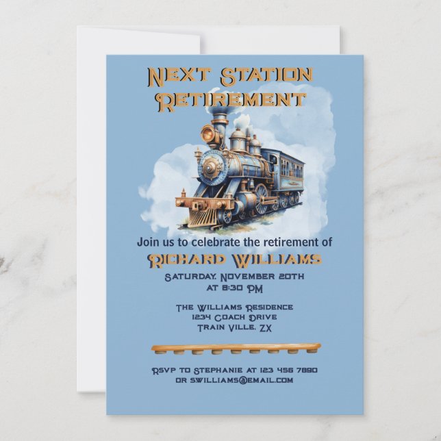 Invitación Viajes de jubilación en la siguiente estación de t (Anverso)
