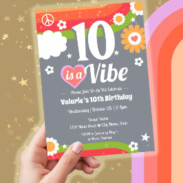 Invitación Vibe Retro 10 cumpleaños