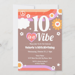 Invitación Vibe Retro 10 cumpleaños