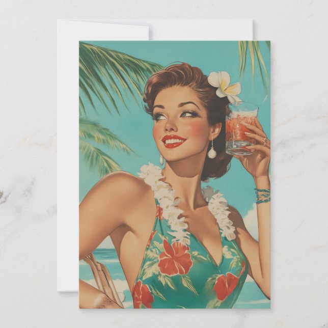 Invitación Vibes de Paraíso Vintage Tropical (Anverso)