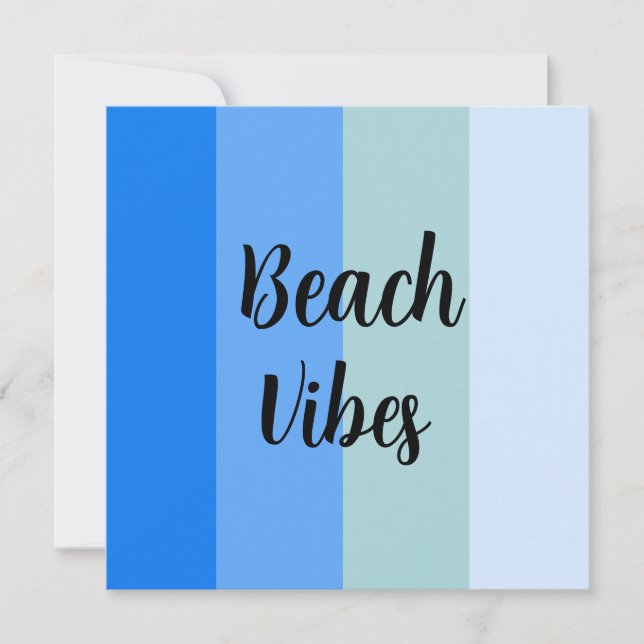Invitación Vibes de playa, franjas azules (Anverso)