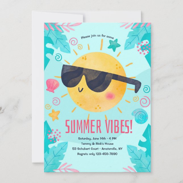 Invitación Vibes de verano (Anverso)