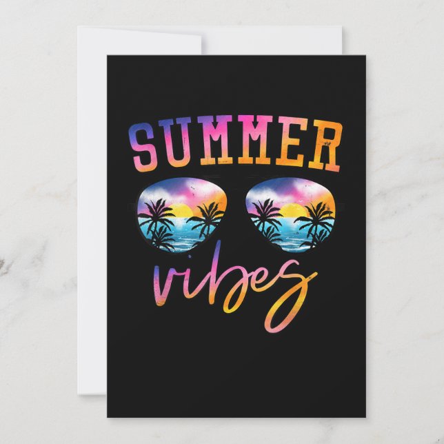 Invitación Vibes de verano gafas de sol con una playa diverti (Anverso)