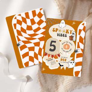 Invitación Vibes fantasmales retro revisaron el cumpleaños de