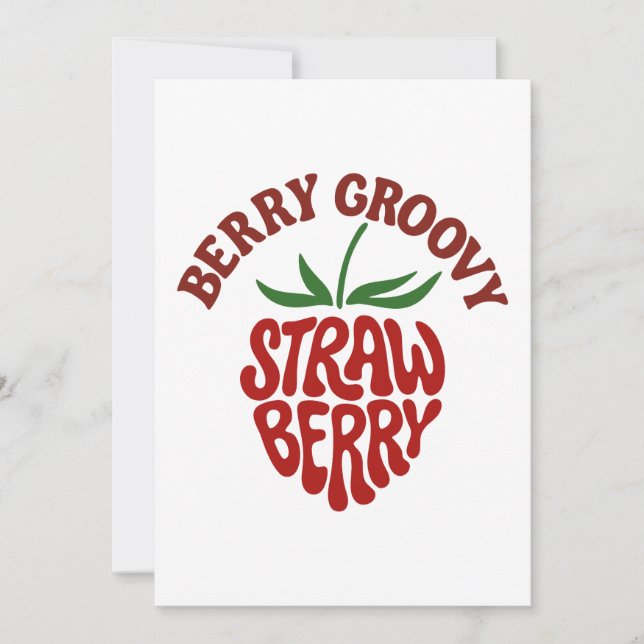 Invitación Vibes Groovy Strawberry Retro 70 (Anverso)