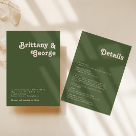 Invitación Vibes Retro Sencillas De Olivo Verde Todo En Un Bo