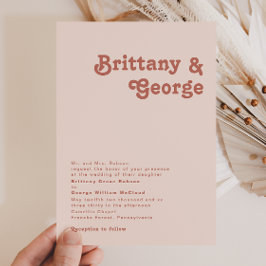Invitación Vibes retro simple Boda tradicional rosa Rubor