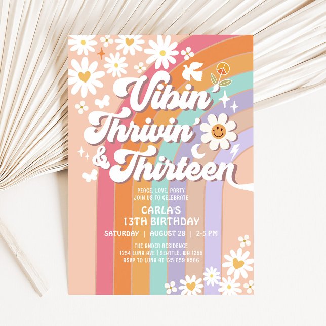 Invitación Vibin 'Prosperando y trece cumpleaños hippie de lo (Subido por el creador)