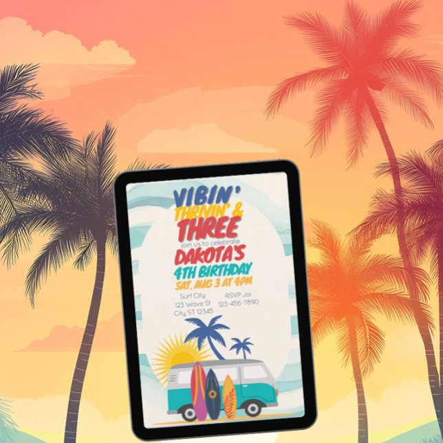 Invitación Vibin' Thrivin' & Three Surf Van 3rd Birthday (Subido por el creador)