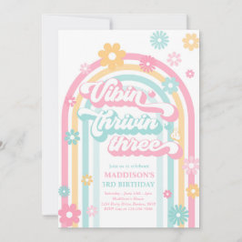 Invitación Vibin' Thrivin' Tres cumpleaños del arcoiris del B