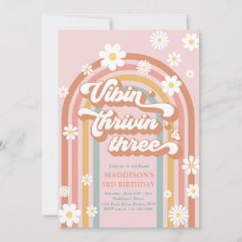 Invitación Vibin' Thrivin' Tres cumpleaños del arcoiris del B