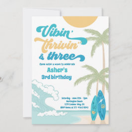 Invitación Vibin' Thrivin y tres cumpleaños de playa de surf 