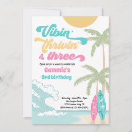 Invitación Vibin' Thrivin y tres cumpleaños de playa de surf