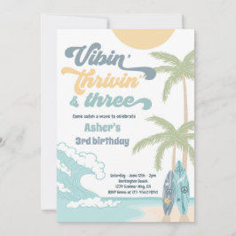 Invitación Vibin' Thrivin y tres cumpleaños de playa de surf 