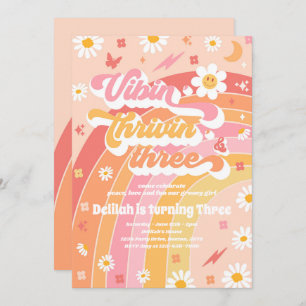 Invitación Vibin' Thrivin' Y Tres Groovy Tercer Cumpleaños