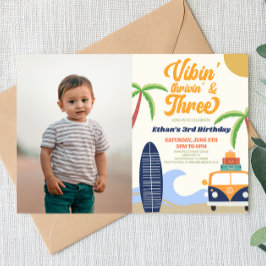 Invitación Vibin' y Three Surf Blue Fiesta de tercer cumpleañ