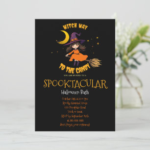 Invitación vibraciones de calabaza de bruja mala de halloween