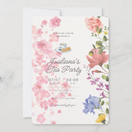 Invitación Vibraciones de Fiesta de Té Elegante – Estilo Flor