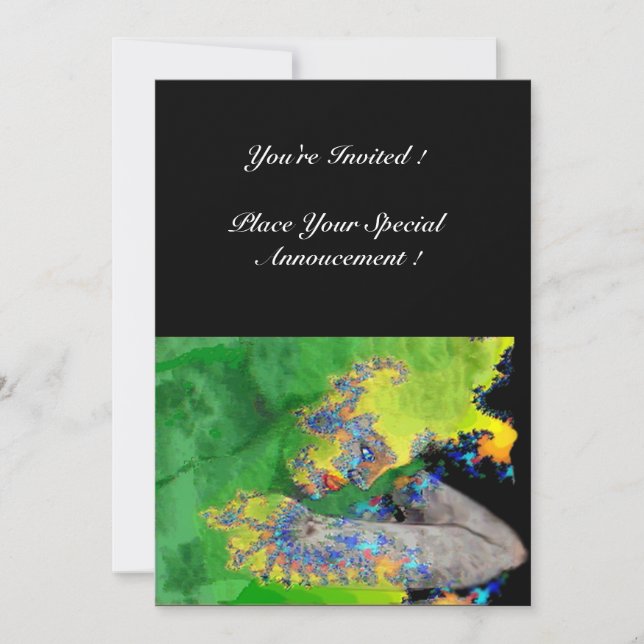 Invitación VIBRACIONES DE MATERIA , amarillo verde negro (Anverso)