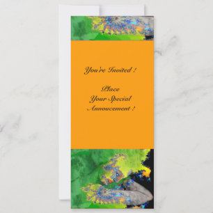 Invitación VIBRACIONES DE MATERIA , naranja negro verde amari