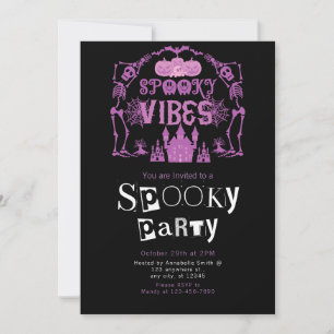 Invitación Vibraciones Espeluznantes Murciélagos Esqueleto Fi