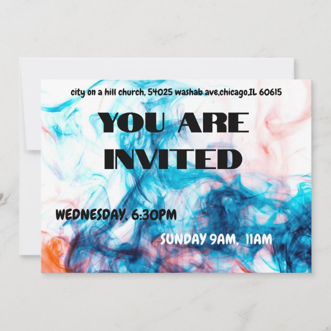 Invitación Vibrant Blue Watercolor Smoke Invitation (Anverso)
