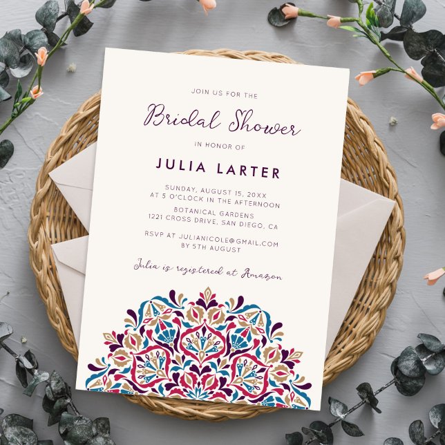 Invitación Vibrant Floral Delight Mandala Bridal Shower (Subido por el creador)