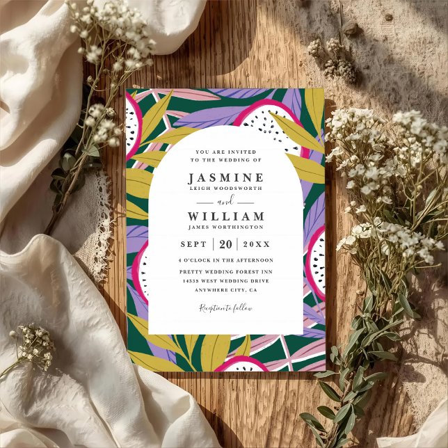 Invitación Vibrant Floral Tropical Elegant QR Code Wedding (Subido por el creador)