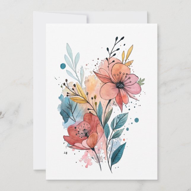 Invitación Vibrant Floral Watercolor Design (Anverso)