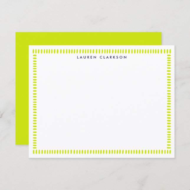 Invitación Vibrant Lime Hand Painted Striped Frame Note Card (Anverso / Reverso)