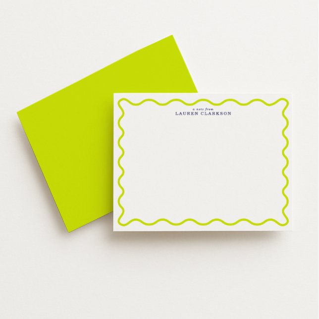 Invitación Vibrant Lime Wavy Frame Note Card (Subido por el creador)