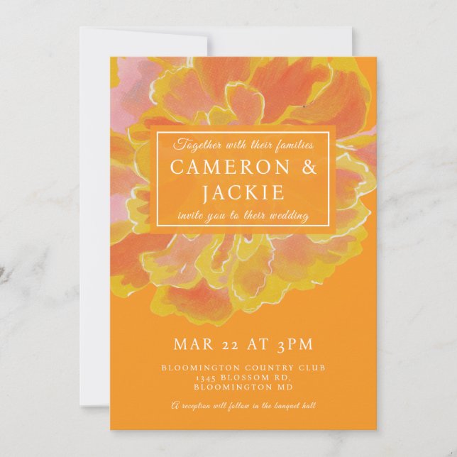 Invitación Vibrant Marigold Orange Wedding Invitation (Anverso)