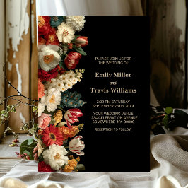 Invitación Vibrant Moody Floral Black Wedding