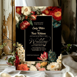 Invitación Vibrant Moody Floral Black Wedding