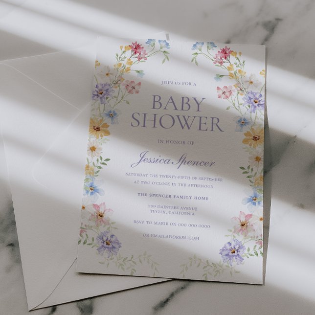 Invitación Vibrant Pastel Wildflowers Modern Baby Shower (Subido por el creador)