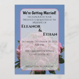 Invitación Vibrant Pink Rose Bouquet & Blue Sky Summer 