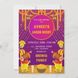 Invitación Vibrant Punjabi Jaggo Night Invitation Card